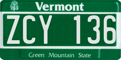 VT license plate ZCY136