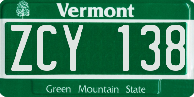 VT license plate ZCY138
