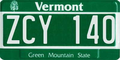 VT license plate ZCY140
