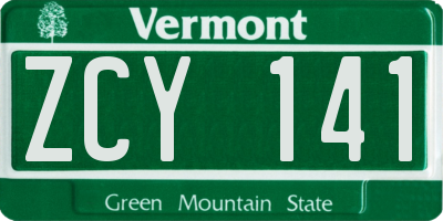 VT license plate ZCY141