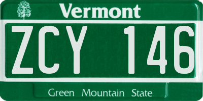 VT license plate ZCY146
