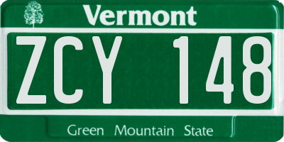VT license plate ZCY148