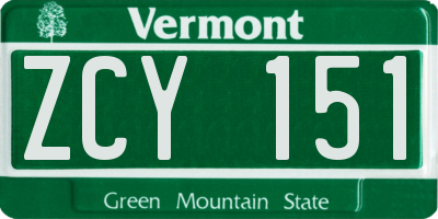 VT license plate ZCY151