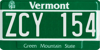 VT license plate ZCY154