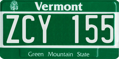 VT license plate ZCY155