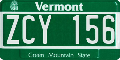 VT license plate ZCY156