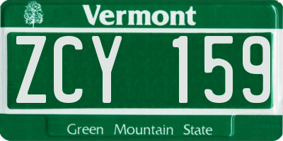 VT license plate ZCY159