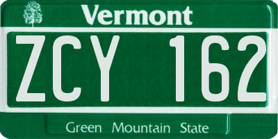 VT license plate ZCY162