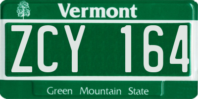 VT license plate ZCY164