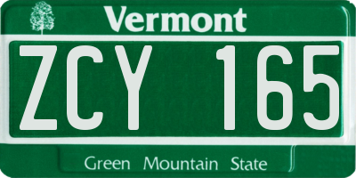 VT license plate ZCY165