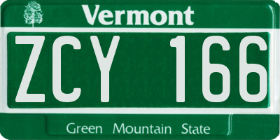 VT license plate ZCY166