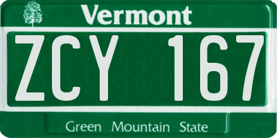 VT license plate ZCY167