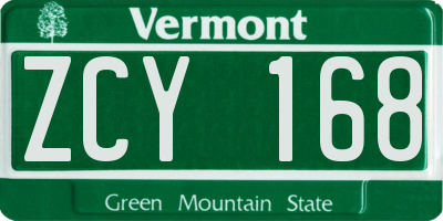 VT license plate ZCY168