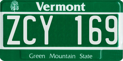 VT license plate ZCY169
