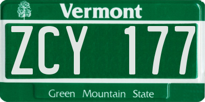 VT license plate ZCY177