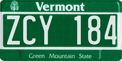 VT license plate ZCY184
