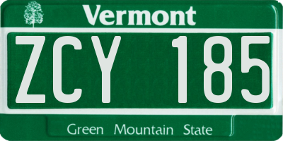 VT license plate ZCY185