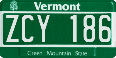 VT license plate ZCY186