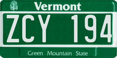 VT license plate ZCY194