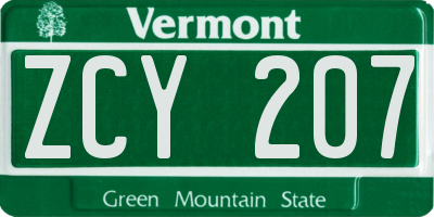 VT license plate ZCY207