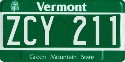 VT license plate ZCY211