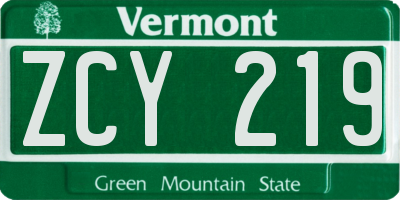 VT license plate ZCY219
