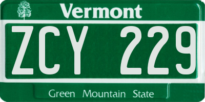 VT license plate ZCY229