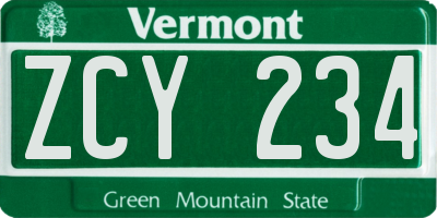 VT license plate ZCY234