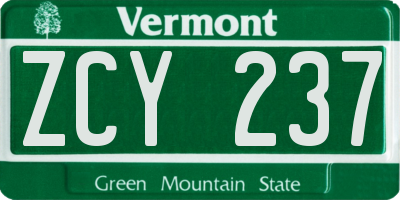 VT license plate ZCY237