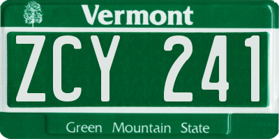 VT license plate ZCY241