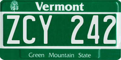 VT license plate ZCY242