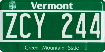 VT license plate ZCY244