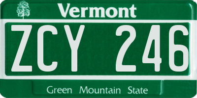 VT license plate ZCY246