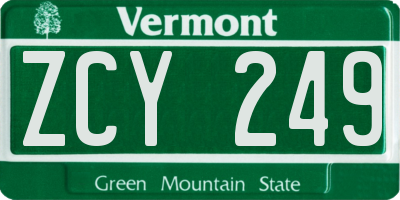 VT license plate ZCY249