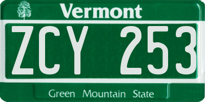 VT license plate ZCY253