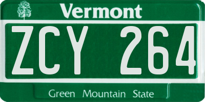 VT license plate ZCY264