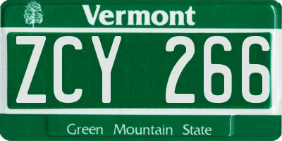 VT license plate ZCY266