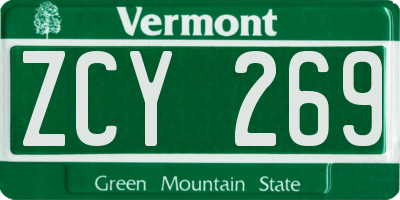 VT license plate ZCY269