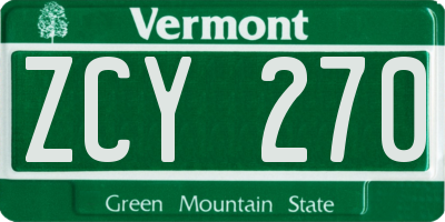 VT license plate ZCY270