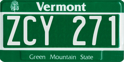 VT license plate ZCY271