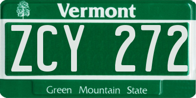 VT license plate ZCY272