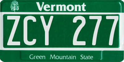VT license plate ZCY277