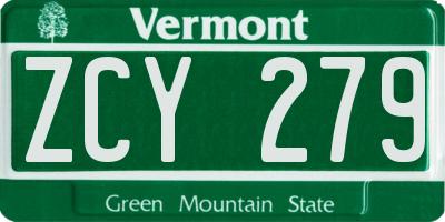VT license plate ZCY279