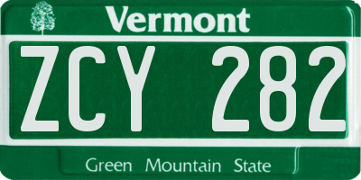 VT license plate ZCY282