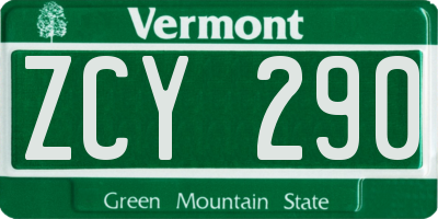 VT license plate ZCY290
