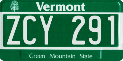 VT license plate ZCY291