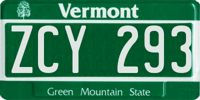 VT license plate ZCY293