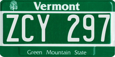 VT license plate ZCY297