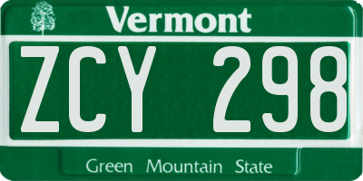VT license plate ZCY298
