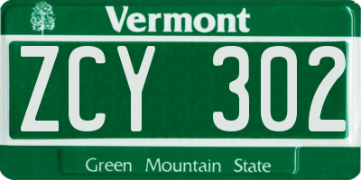 VT license plate ZCY302